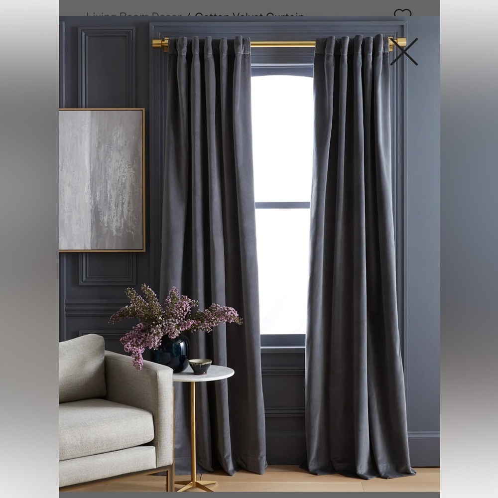 Quince Cotton velvet light filtering curtain in slate